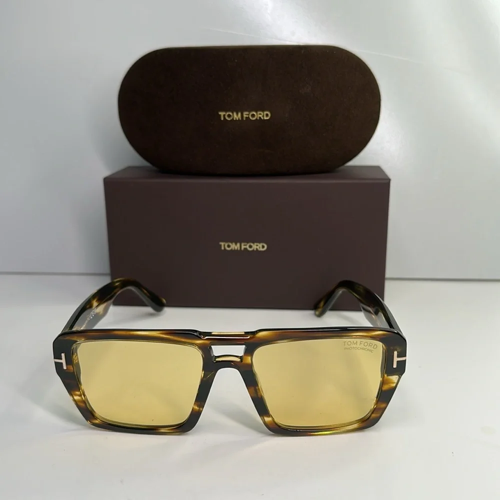 Tom Ford Redford Yellow Photochromatic Square Men's Sunglasses FT1153 52E 56.